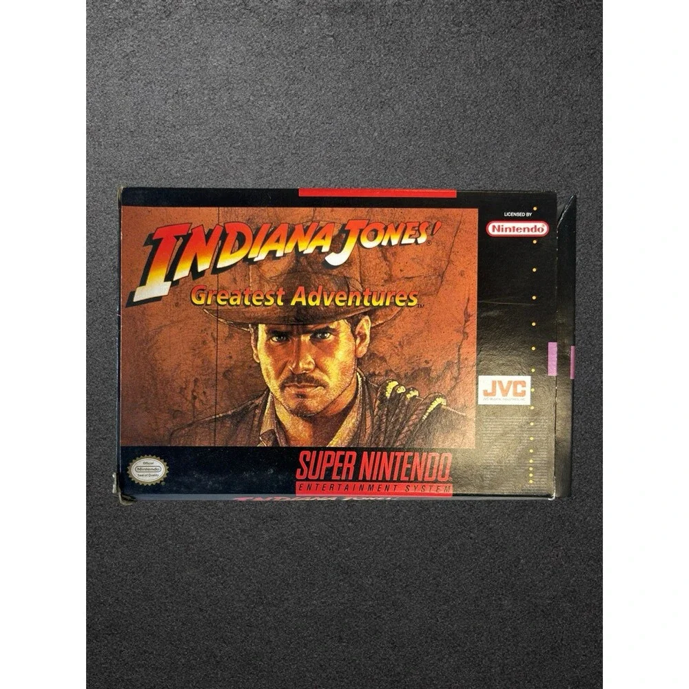 Indiana Jones Greatest Adventures SNES Super Nintendo Game Box & Manual